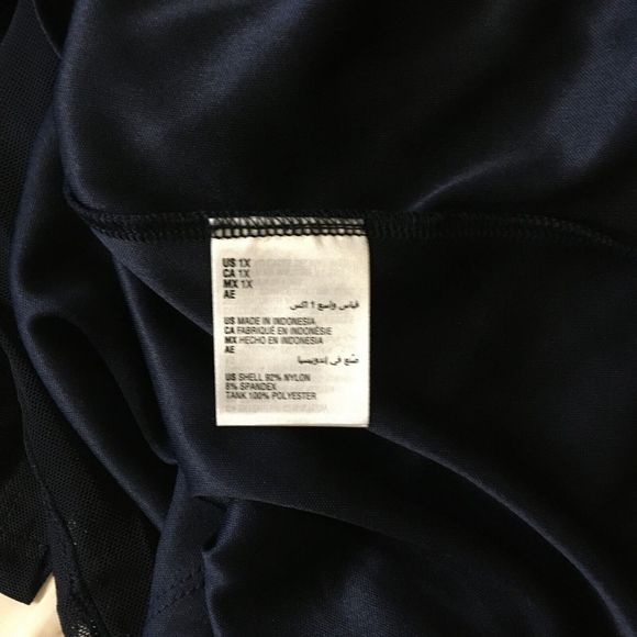 JM Collection Womens Floral Top Mesh Cold Shoulder 3/4 Sleeve Navy Blue- 1X - Picture 5 of 5